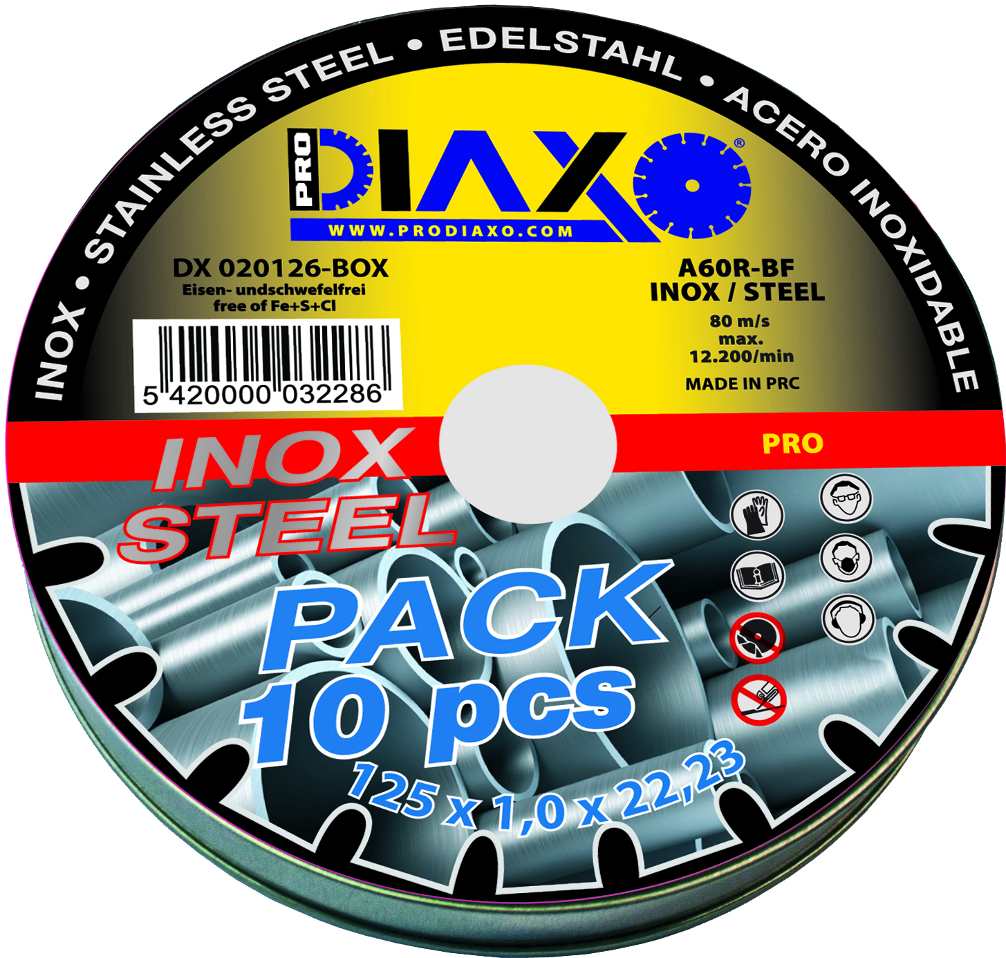 Disque abrasif INOX Ø 125 x 1,0 mm A60R-BF / Pro Construction - Box 10 pcs