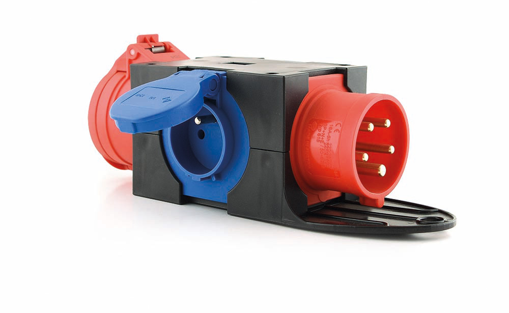 Coffret de distribution CEE - in : CEE 16A 5P / out CEE 16A 5P + 2x16A 250V