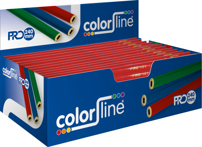 Crayon de menuisier "PRO 101", forme ovale, laqué rouge - 24 cm - par 100 pcs